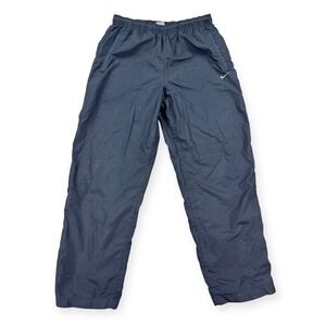 Y2K Nike Track Pants Men's XL Black Mesh Lined Windbreaker Silver Tag Activewear